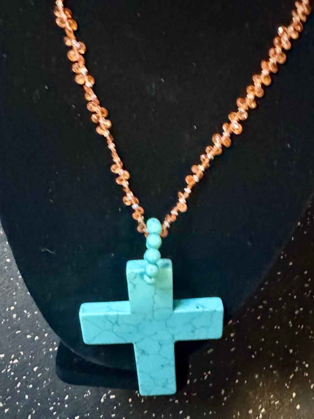 Custom Spesseraite & Stone Cross Necklace - The Only One - Art by Angela